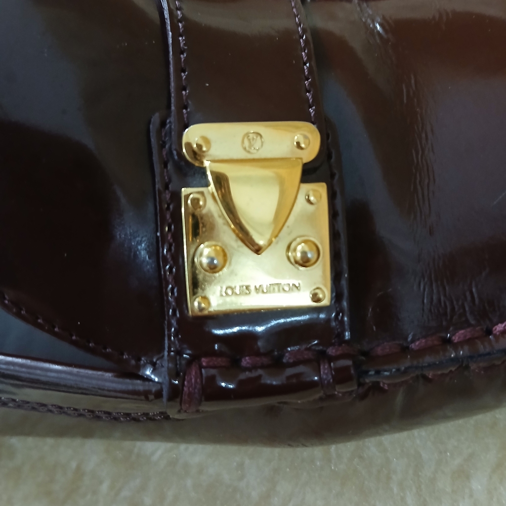 Louis Vuitton Burgandy  Patent Leather Loafers with Gold Accents